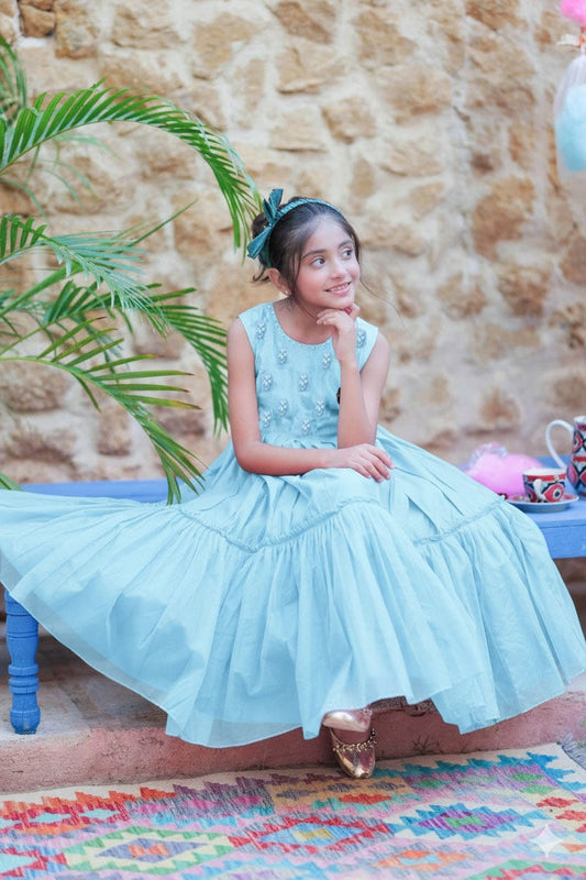 Kids formal clothes | Green & Gold | Formal 3 Piece Suit | Viscose Chambray Katan | KDD-03357
