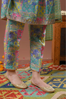 Girls formal clothes | Digital Print & Multicolor | Formal 3 Piece Suit  | Polyester Tussar Silk | GDD-03259