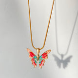 Ins Colorful Oil Necklace Butterfly Girlfriends Clavicle Chain