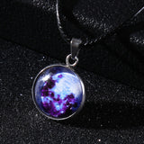 Time Stone Christmas Moon Night Sky Luminous Alloy Pendant Necklace
