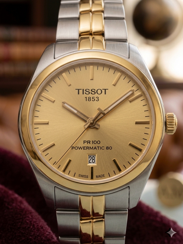 Tissot PR 100 Automatic Men's Watch – Two-Tone Gold & Stainless Steel waterproof