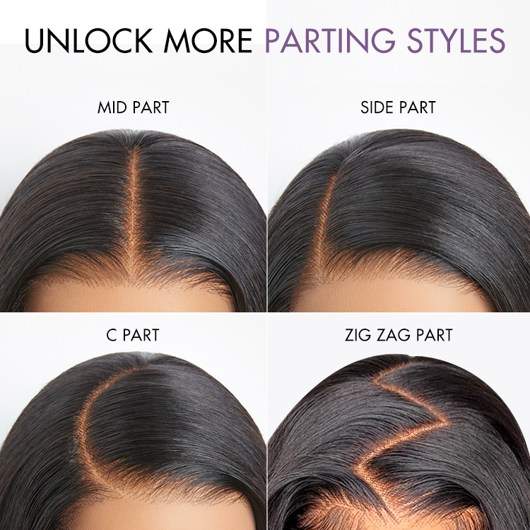 Luvme All-Day Comfort™ Wig 180% Density Layered Light Yaki Straight / Loose Body Wave Glueless 7x6 Closure HD Lace Human Hair Wig Pre-Cut Lace