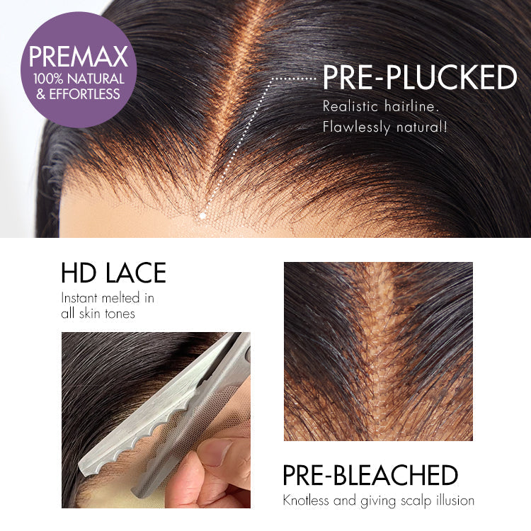 Luvme All-Day Comfort™ Wig 180% Density Layered Light Yaki Straight / Loose Body Wave Glueless 7x6 Closure HD Lace Human Hair Wig Pre-Cut Lace