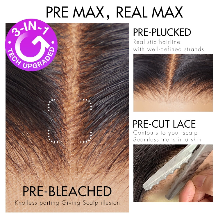PreMax Wigs | Super Natural Hairline Silky Straight Glueless 13x4 Frontal Lace Wig Human Hair Pre-Cut Lace
