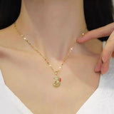 Wind Fu Character Chinese Pouch Necklace Female Personality Fashion Minority Design Purse Clavicle Chain Jewelry
