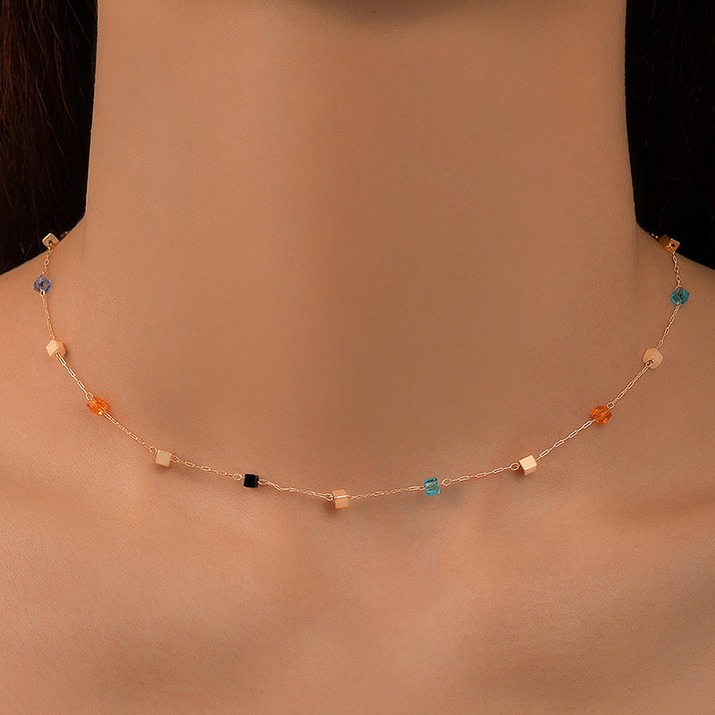 New Simple Three-dimensional Square Necklace Bracelet For Women
