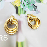 Geometric Ring Embossed Twisted Stud Earrings Exaggerated Creative