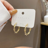 Silver Needle Retro Geometric Metal Earrings Female Niche Temperament