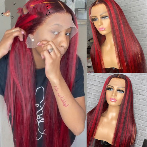 Mid-point Wine Red African Small Curly Long Wig