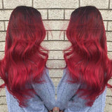 Black Gradient Wine Red Fluffy Big Wave Chemical Fiber Full Headgear