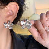 Silver Needle Retro Geometric Metal Earrings Female Niche Temperament