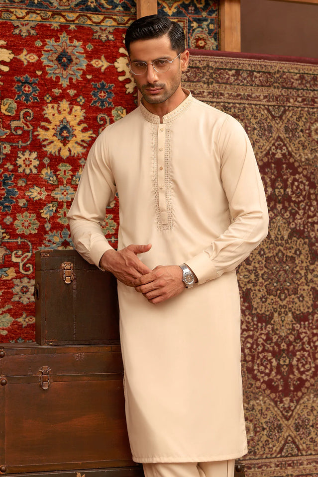 Fawn Wash & Wear Shalwar Kameez
