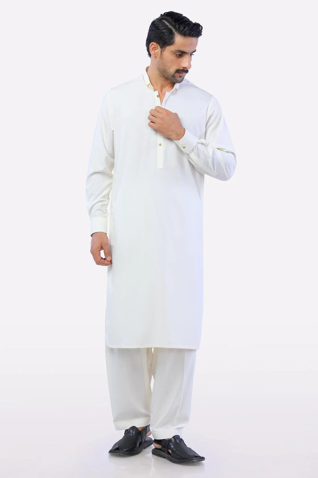 Cream Wash & Wear Shalwar Kameez