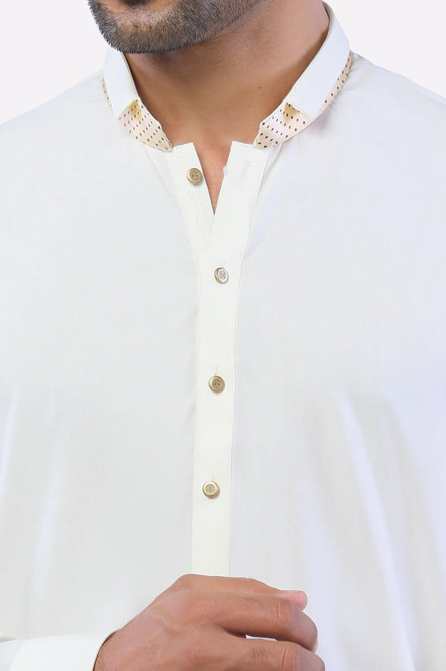Cream Wash & Wear Shalwar Kameez