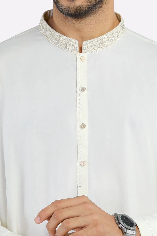 Cream Wash & Wear Shalwar Kameez