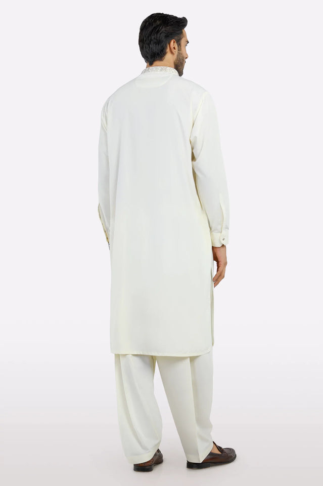 Cream Wash & Wear Shalwar Kameez