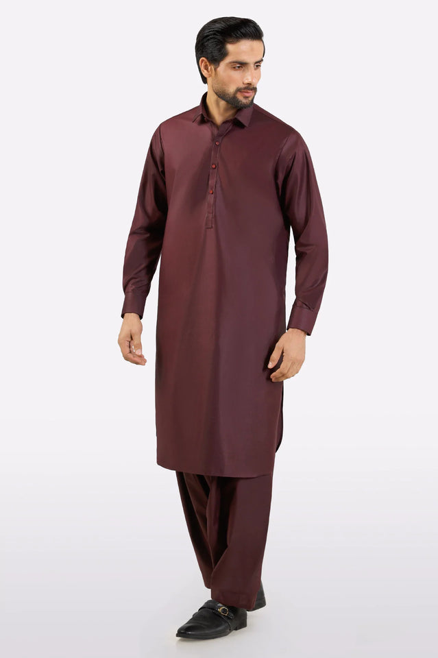 Maroon Wash & Wear Shalwar Kameez