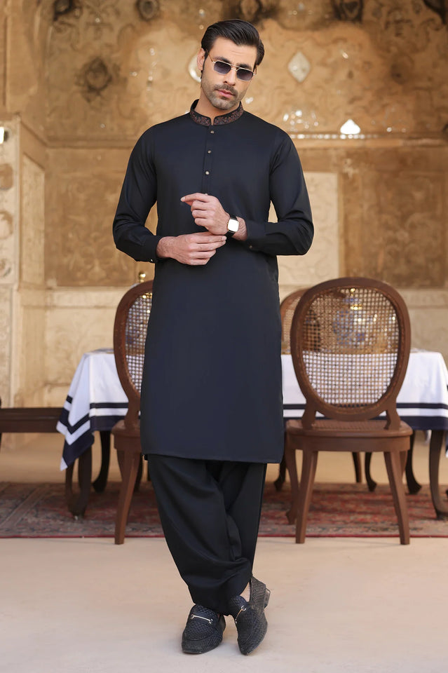 Black Wash & Wear Shalwar Kameez