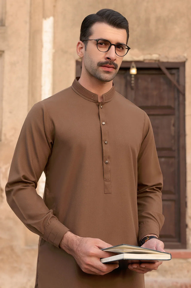 Brown Wash & Wear Shalwar Kameez