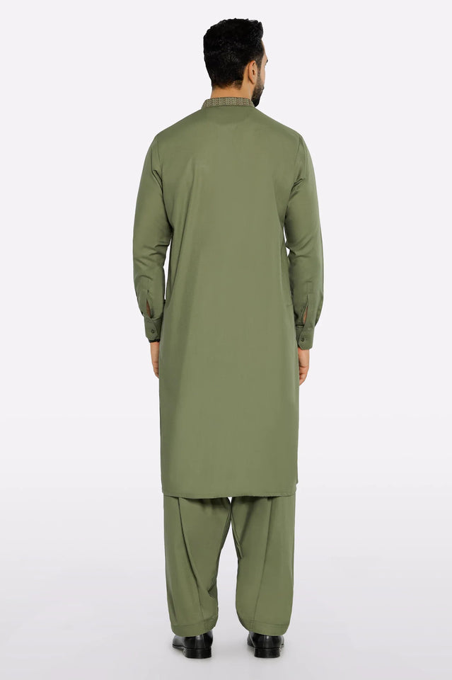 Olive Wash & Wear Shalwar Kameez