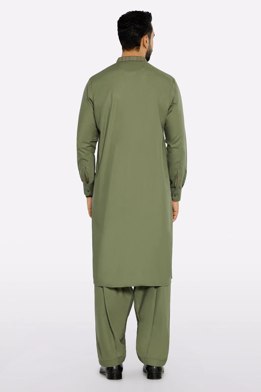 Olive Wash & Wear Shalwar Kameez