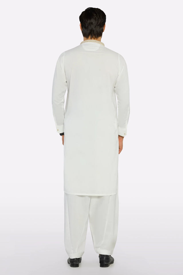 Off White Wash & Wear Shalwar Kameez