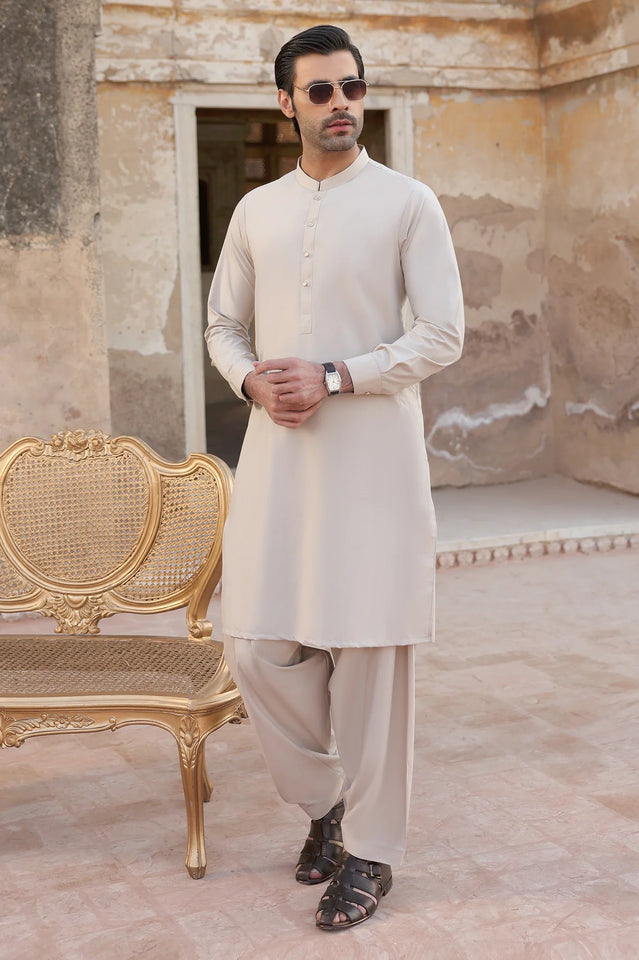 Light Beige Wash & Wear Shalwar Kameez