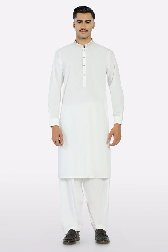 Off White Wash & Wear Shalwar Kameez