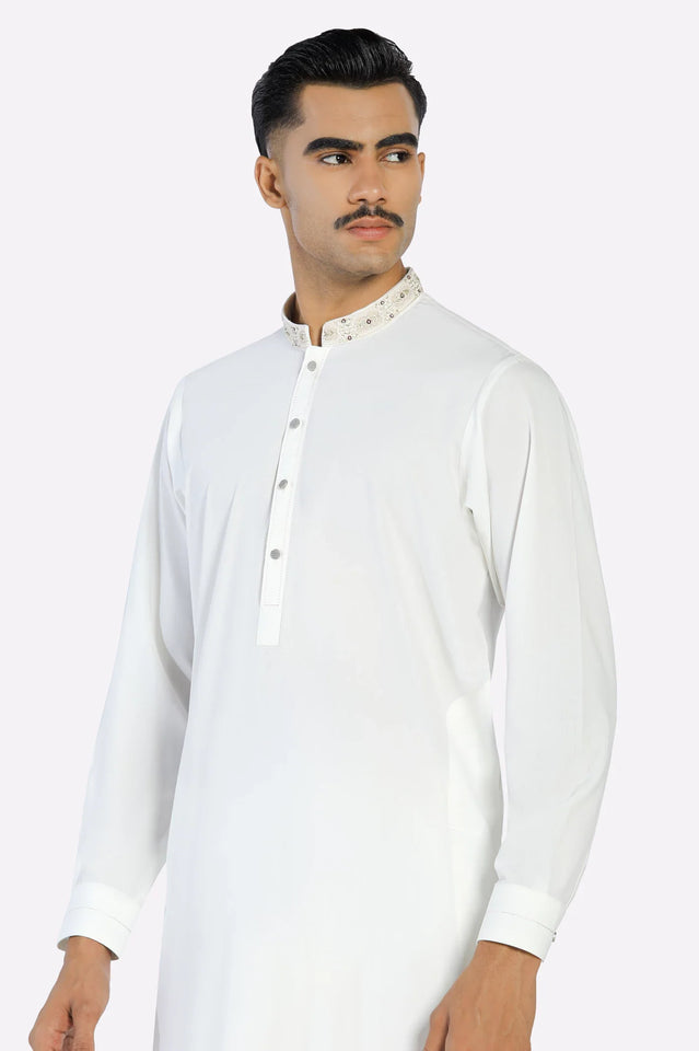 Off White Wash & Wear Shalwar Kameez
