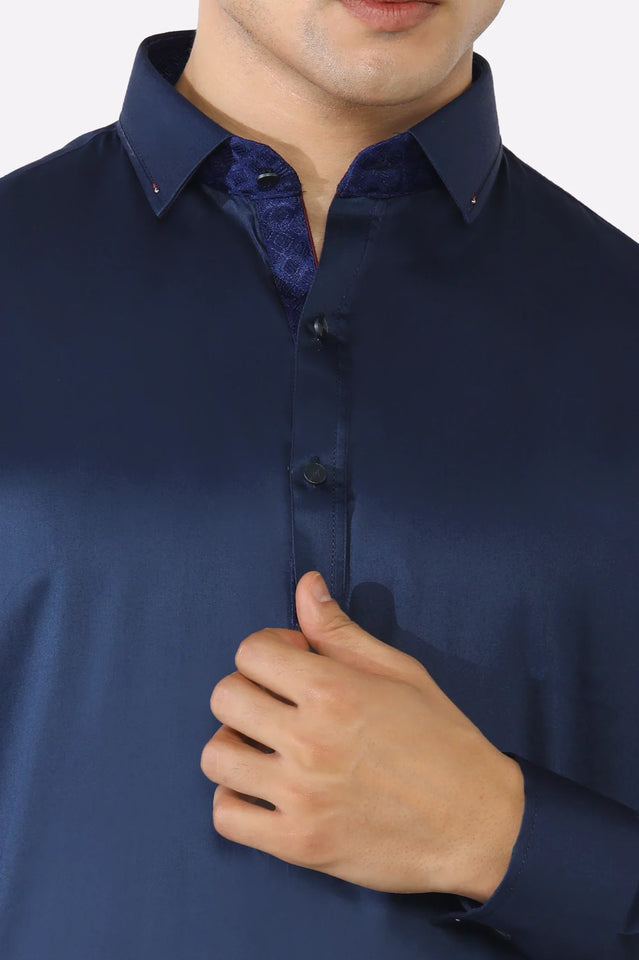 Navy Blue Cotton Shalwar Kameez