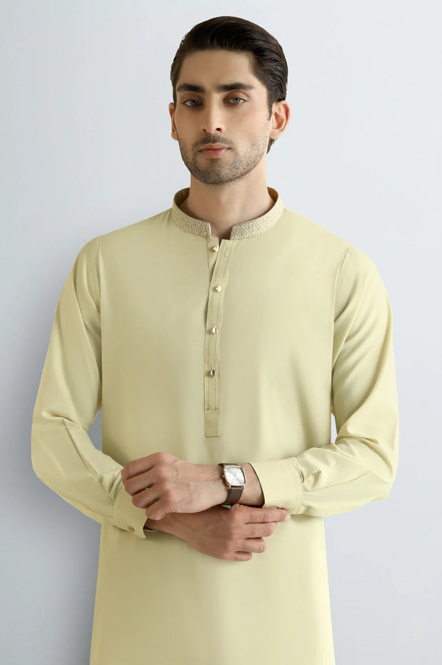 Light Fawn Wash & Wear Shalwar Kameez