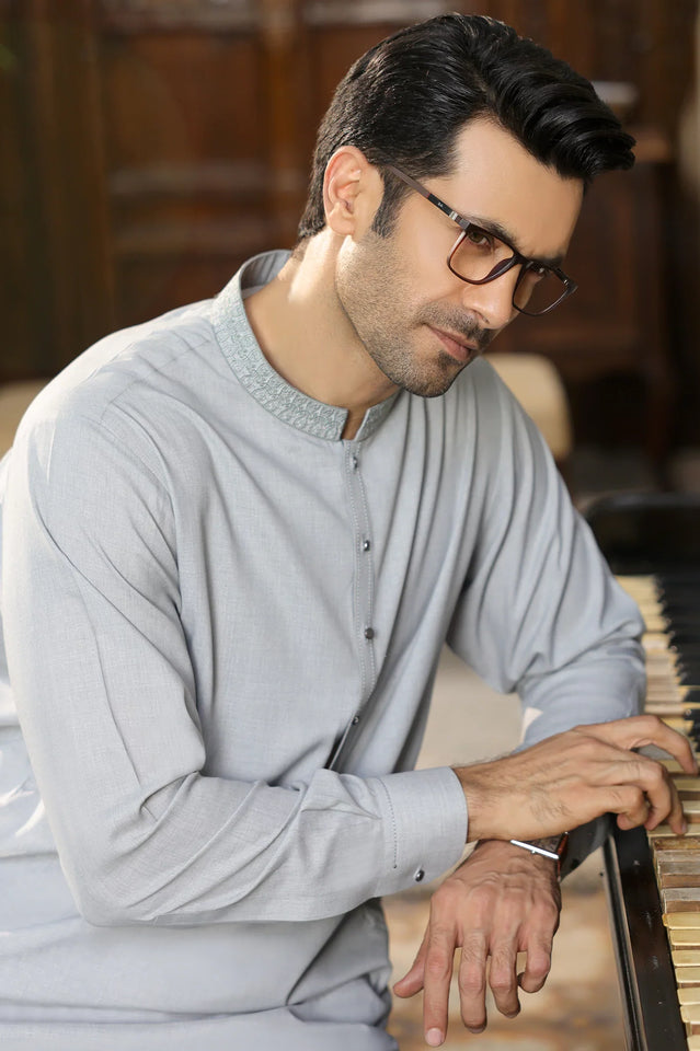 Light Grey Wash & Wear Shalwar Kameez