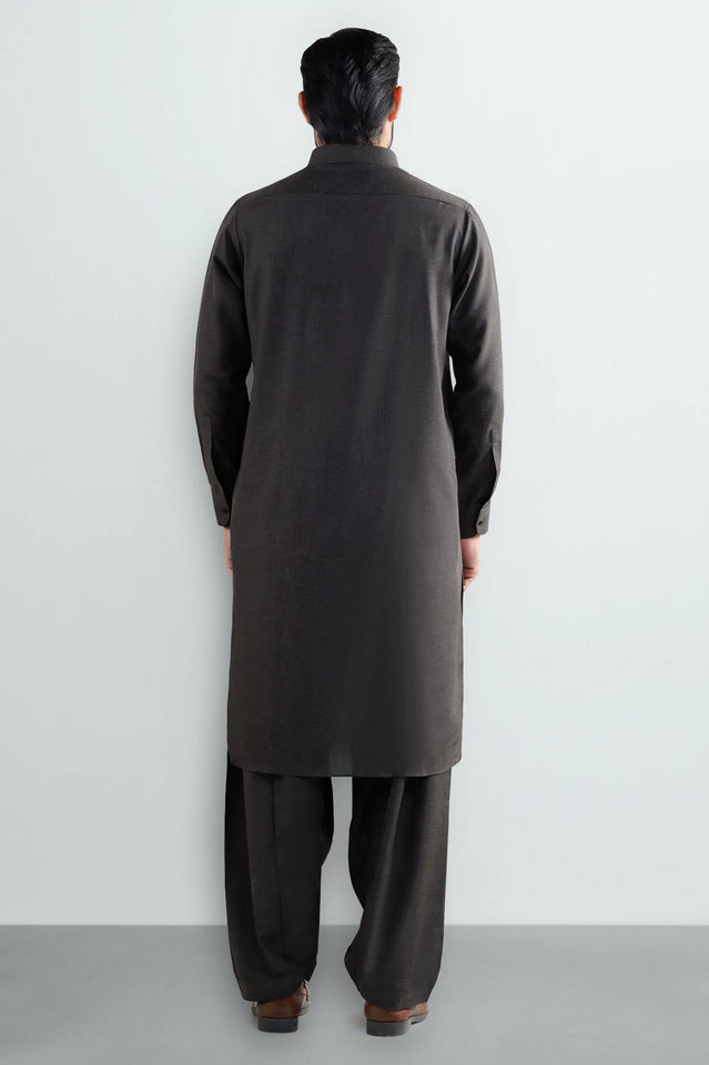 Dark Brown Wash & Wear Shalwar Kameez