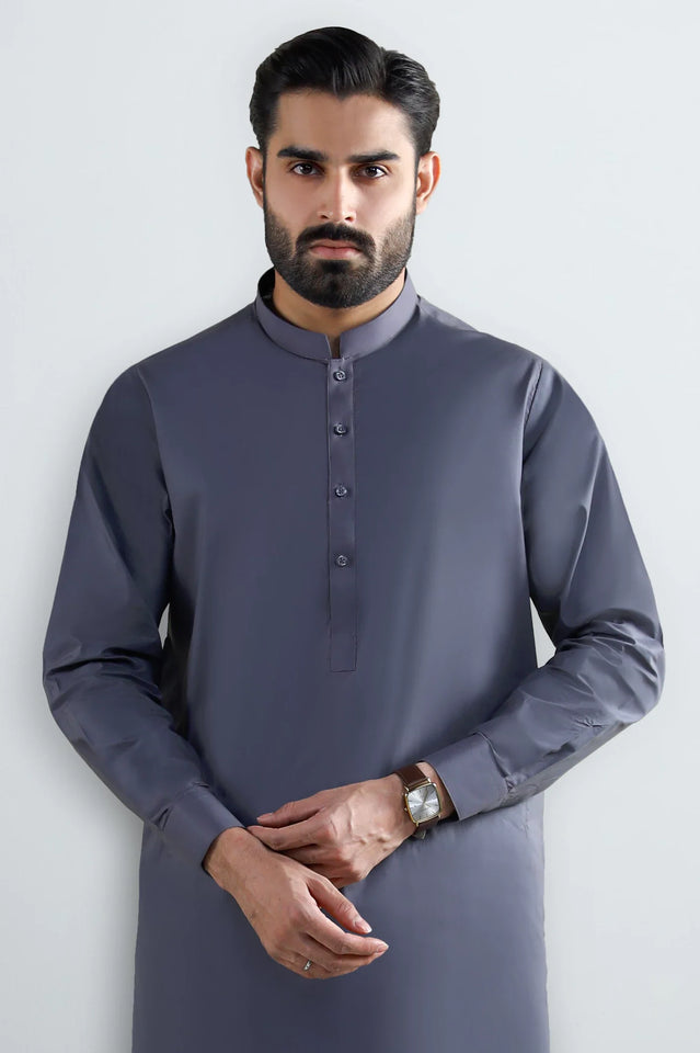 Dark Grey Cotton Shalwar Kameez