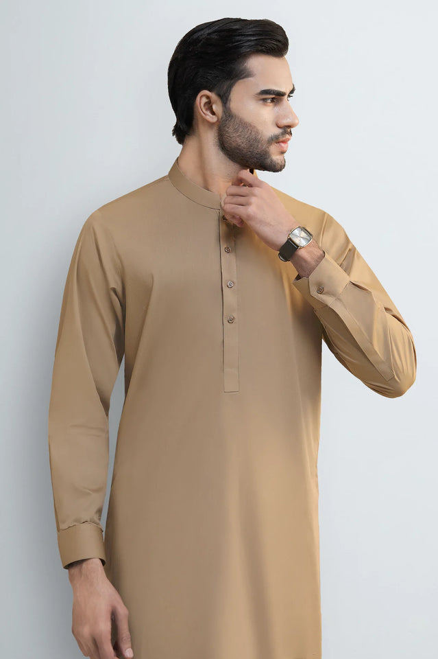 Dark Fawn Cotton Shalwar Kameez