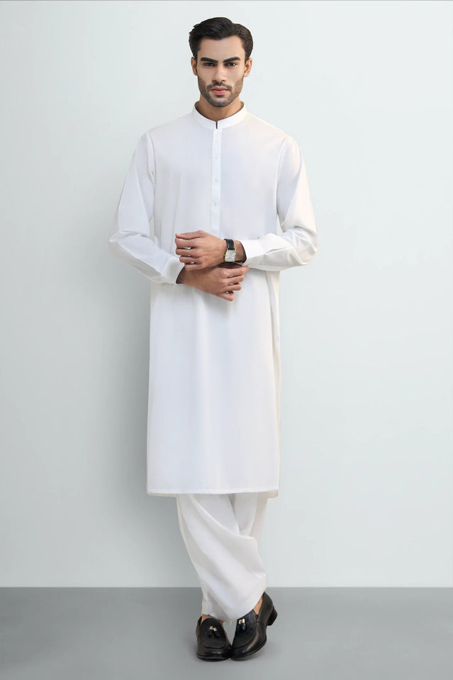 Off White Cotton Shalwar Kameez