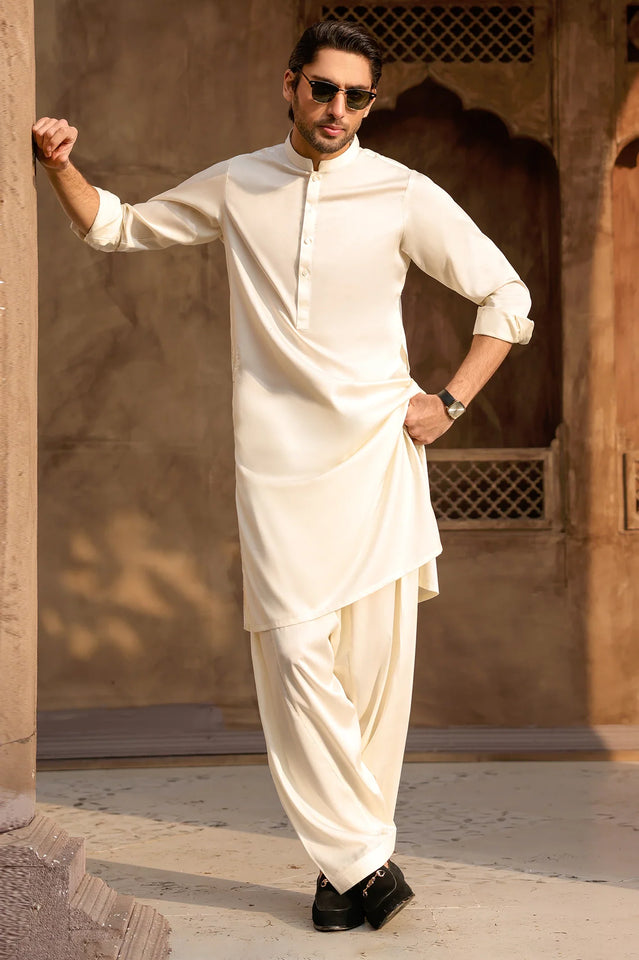 Cream Cotton Shalwar Kameez