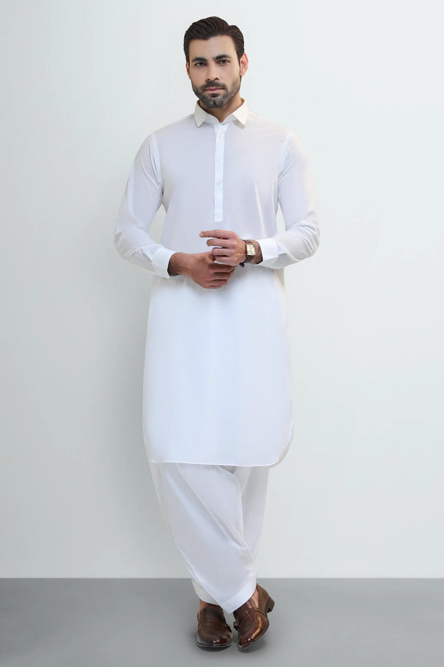 Off White Cotton Shalwar Kameez