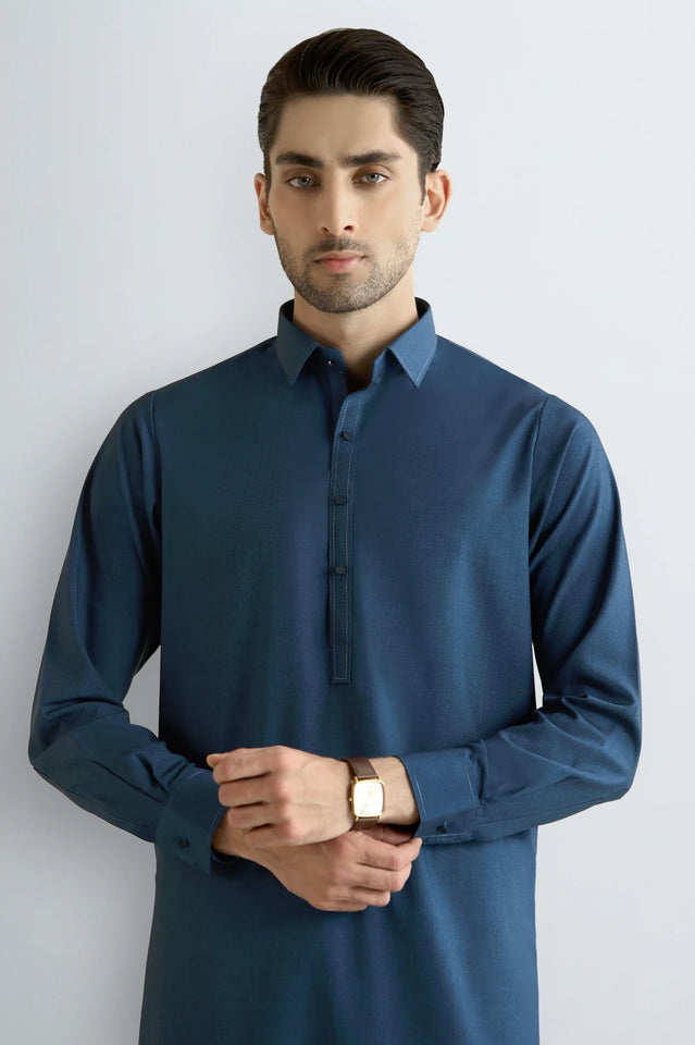 Dark Blue Wash & Wear Shalwar Kameez