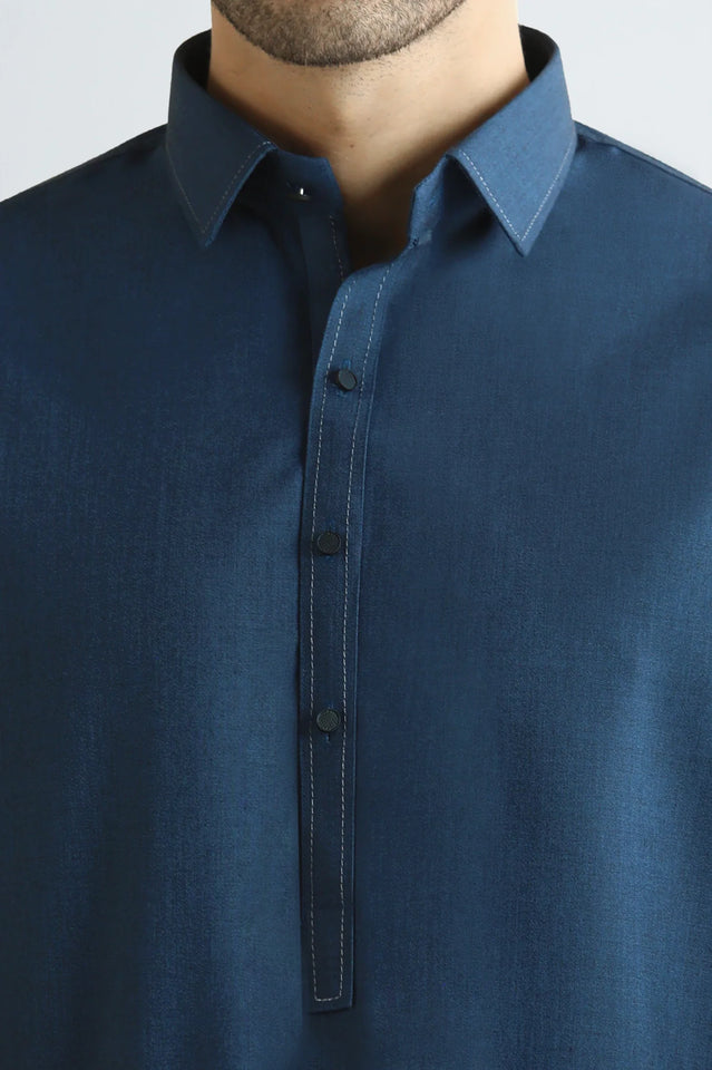 Dark Blue Wash & Wear Shalwar Kameez