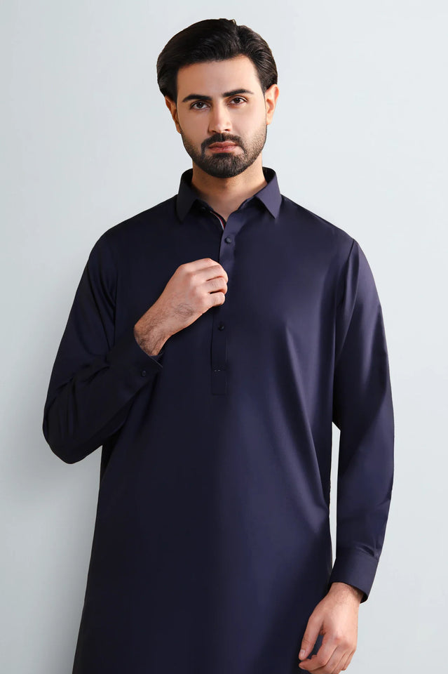 Navy Blue Wash & Wear Shalwar Kameez
