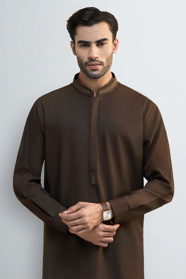 Coffee Brown Wash & Wear Shalwar Kameez