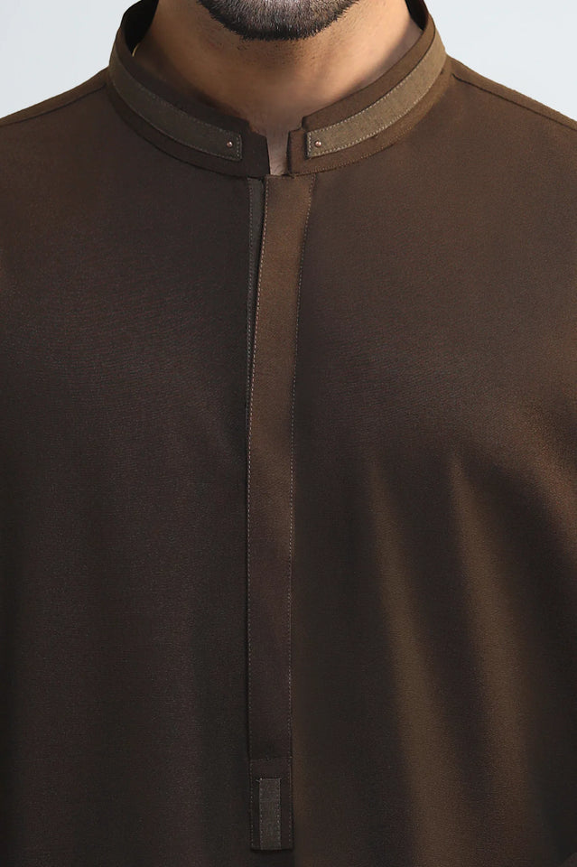 Coffee Brown Wash & Wear Shalwar Kameez