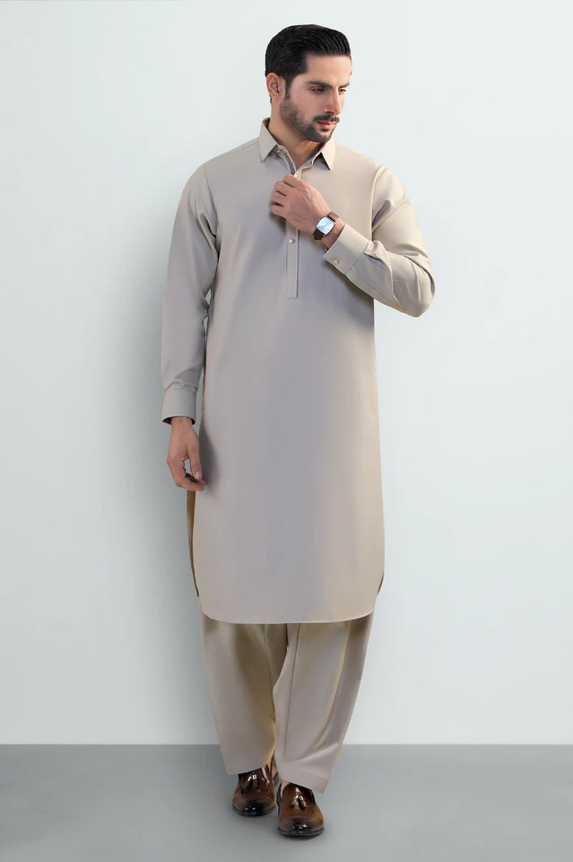Khaki Wash & Wear Shalwar Kameez