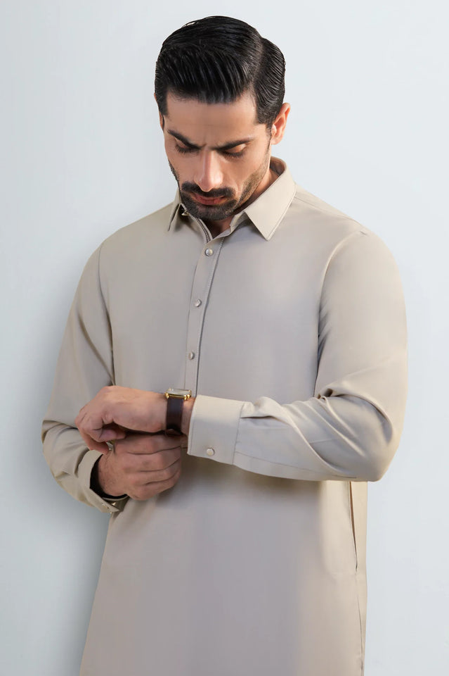 Khaki Wash & Wear Shalwar Kameez