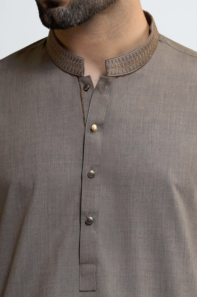 Brown Wash & Wear Shalwar Kameez