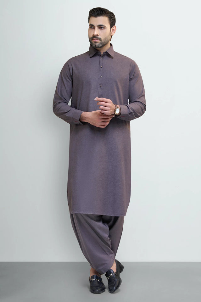 Brown Wash & Wear Shalwar Kameez