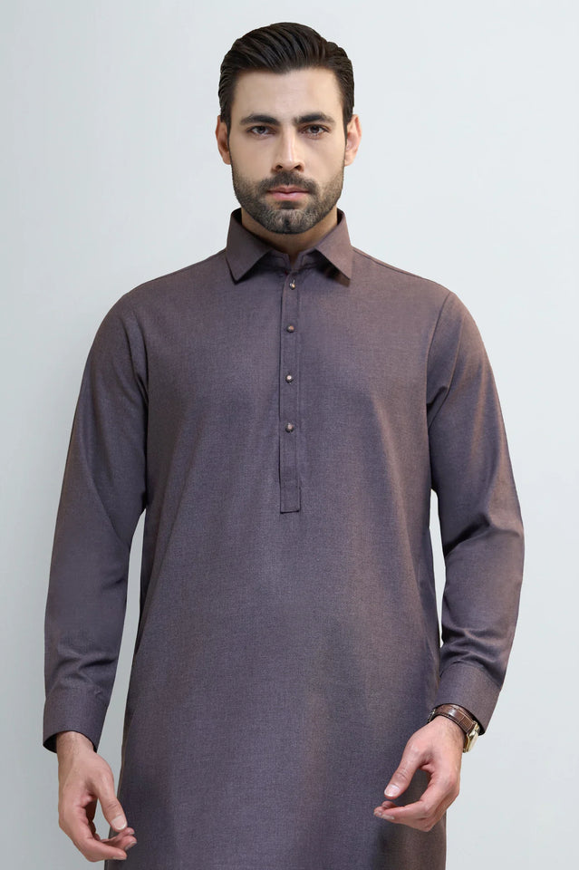 Brown Wash & Wear Shalwar Kameez