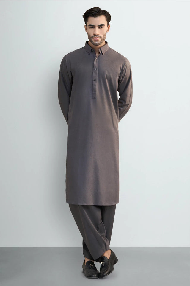 Dark Grey Wash & Wear Shalwar Kameez