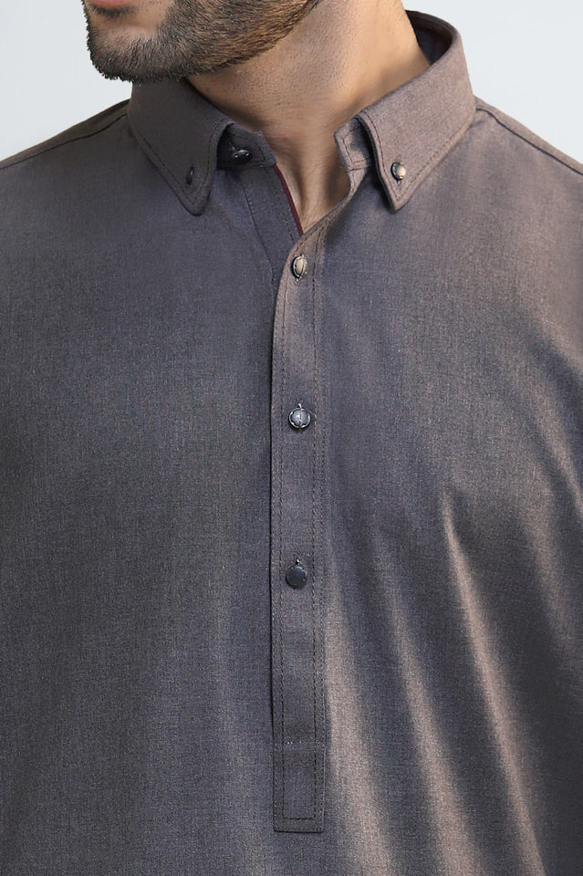 Dark Grey Wash & Wear Shalwar Kameez
